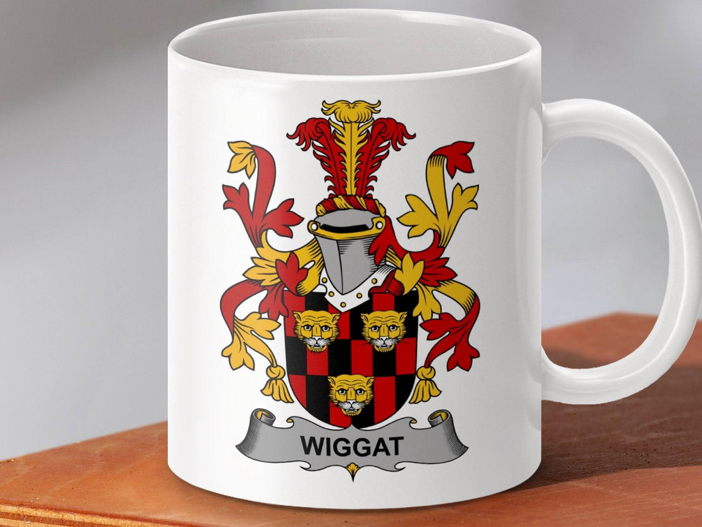 Wiggat Family Crest Coat of Arms Mug - Celtic Ancestry Gifts