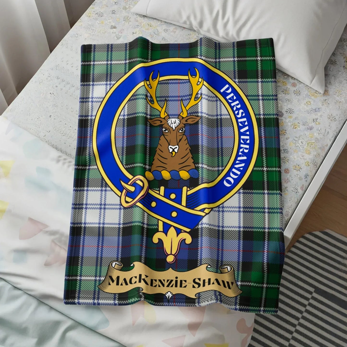 MacKenzie Shaw Plaid Blanket with Deer Crest product