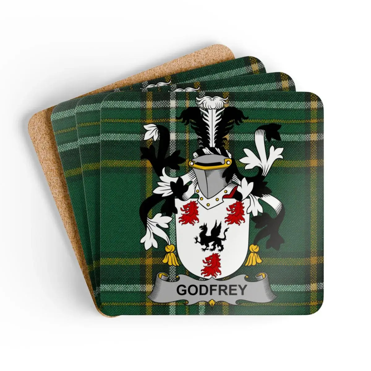 Godfrey Family Crest Tartan Coat of Arms Coasters product