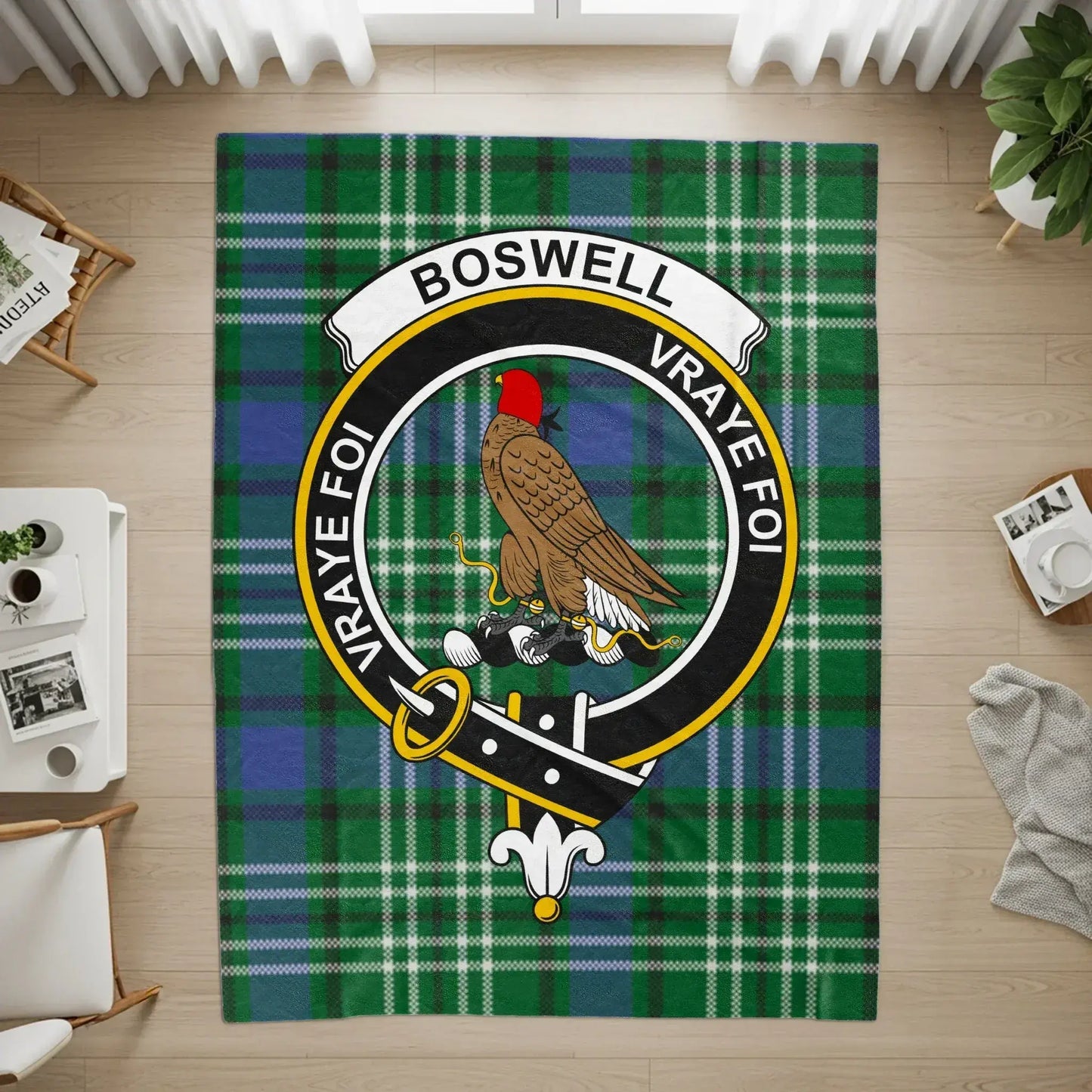 Boswell Scottish Clan Crest Tartan Rug product