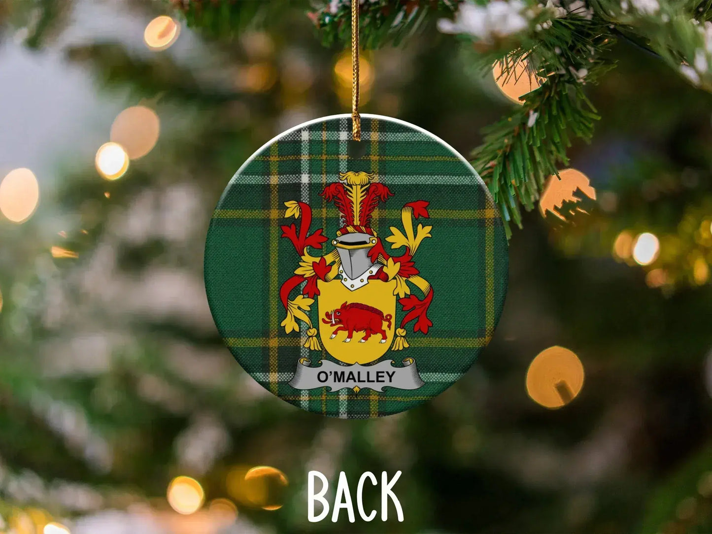 O'Malley Family Crest Plaid Christmas Ornament product type