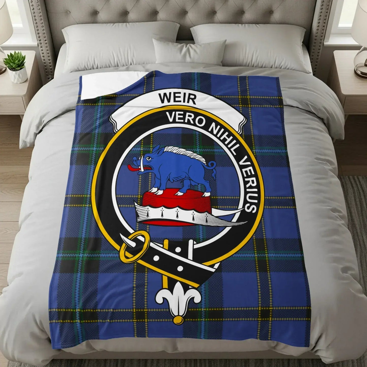 Weir Family Crest Motto Vero Nihil Verius blanket product