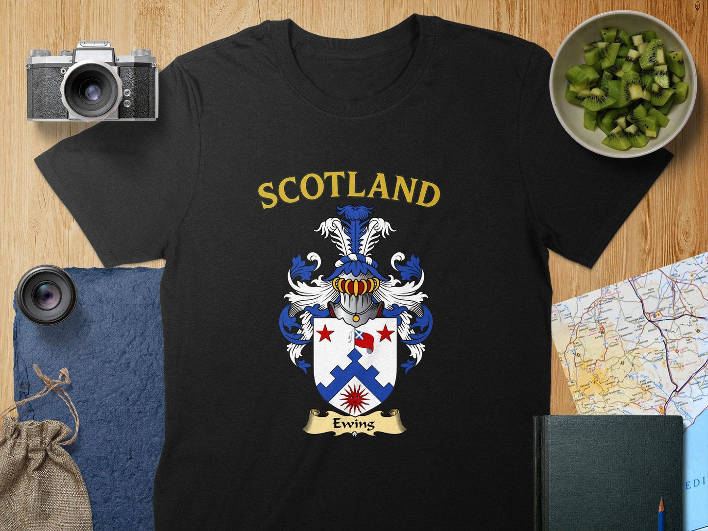 Ewing Clan Family Crest Coat of Arms T-Shirt - Celtic Ancestry Gifts