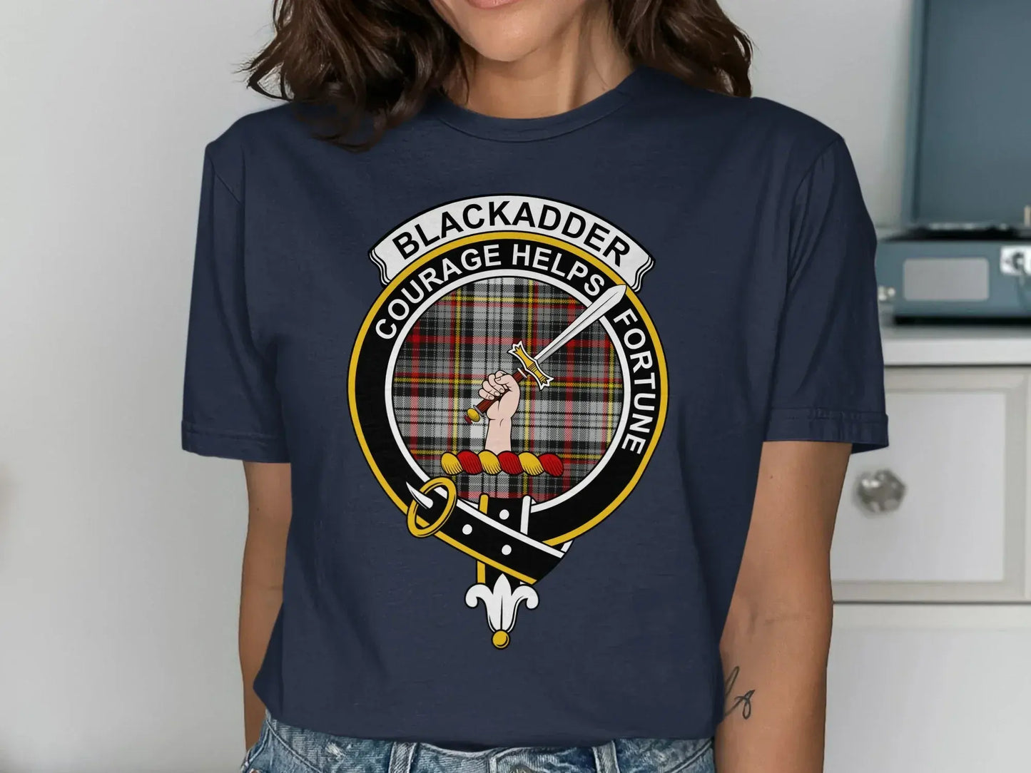 Blackadder Courage Helps Fortune Navy T-Shirt product