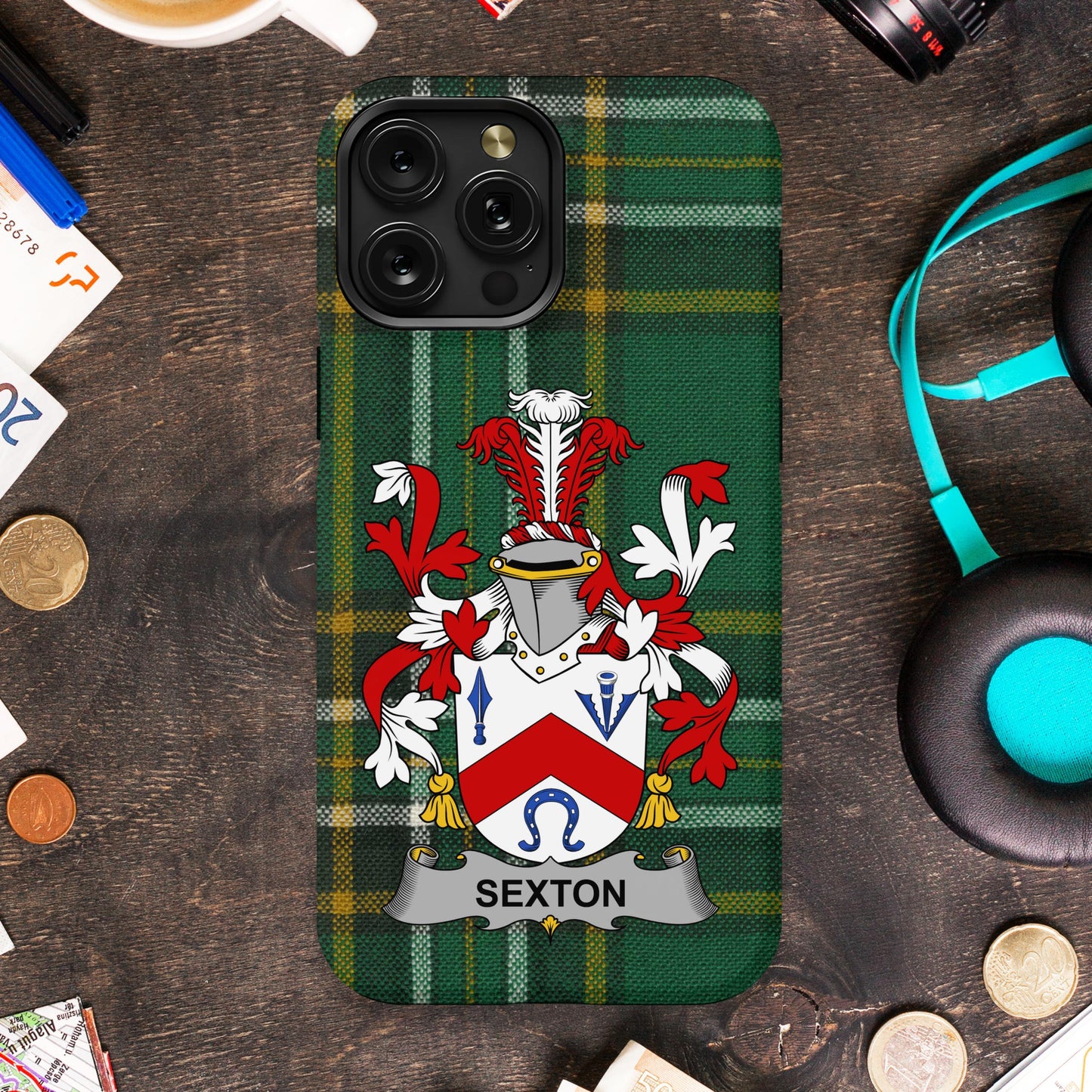 Sexton Family Crest Heraldry Design Cell phone cover - Celtic Ancestry Gifts