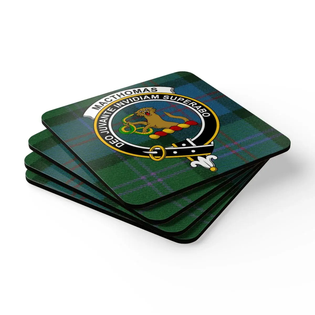 Clan MacThomas Tartan with Crest Coasters product