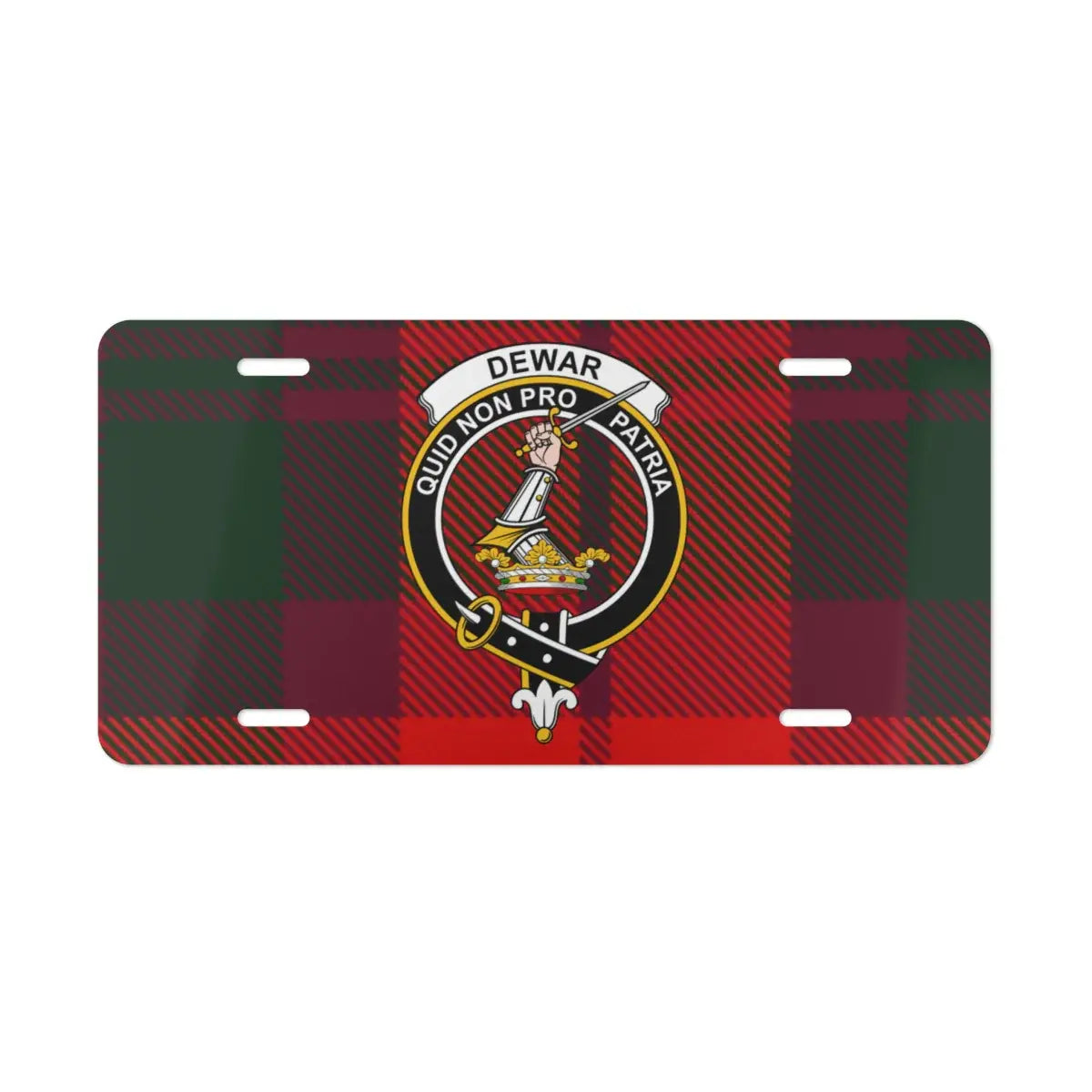 Dewar Clan Tartan Emblem Design License Plate product