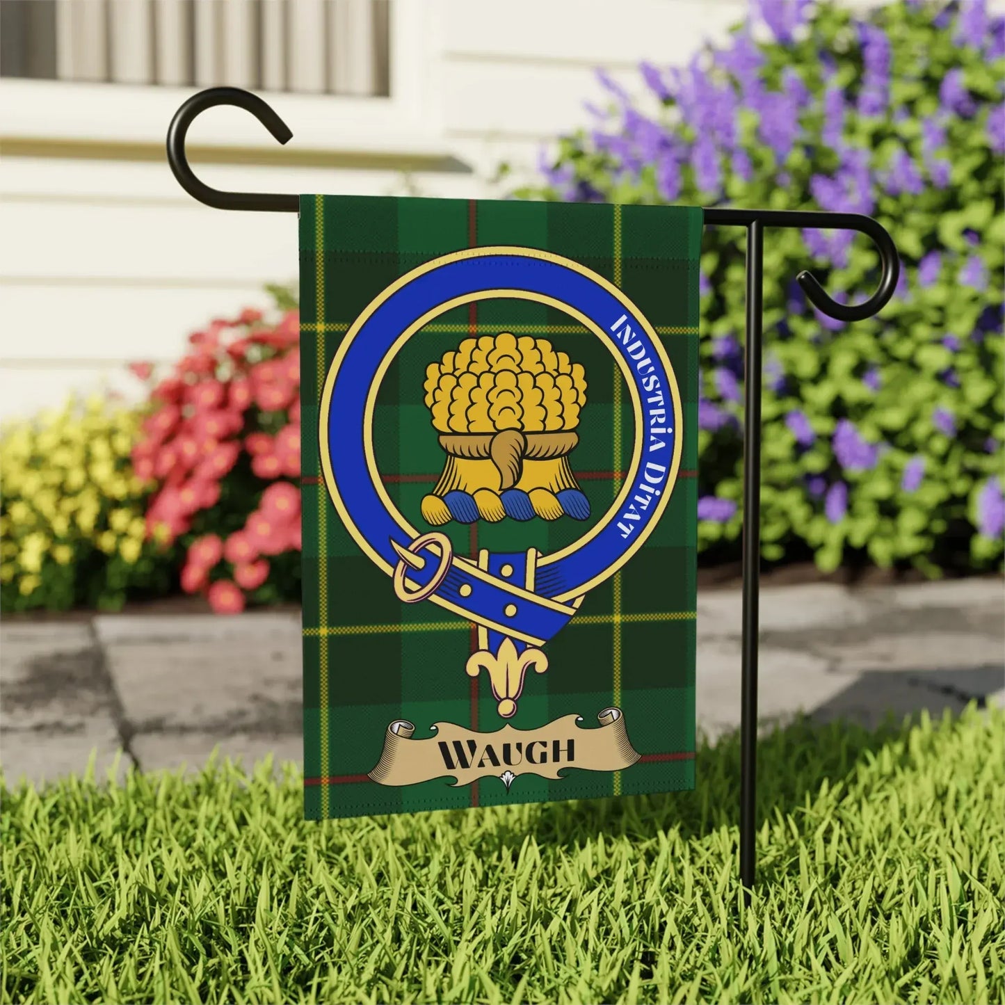 Rustic Outdoor Garden Flag with Waugh Clan Crest product