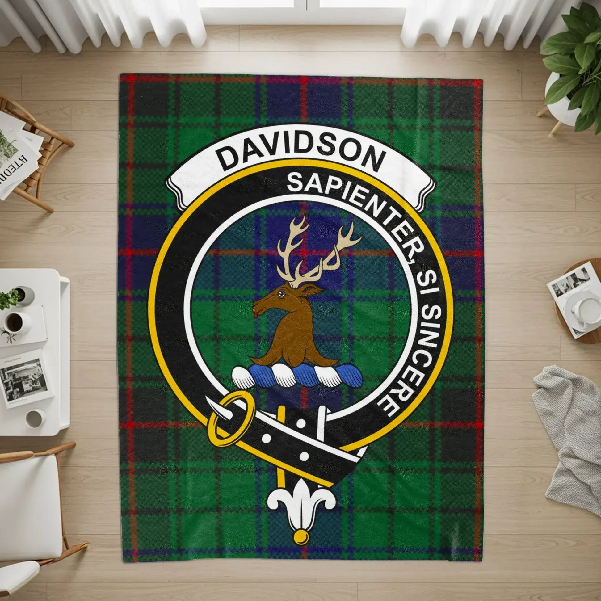 Davidson Crest with Tartan Pattern Rug product