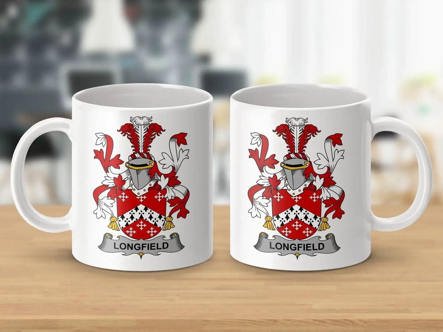 Longfield Surname Irish Family Crest Mug - Celtic Ancestry Gifts