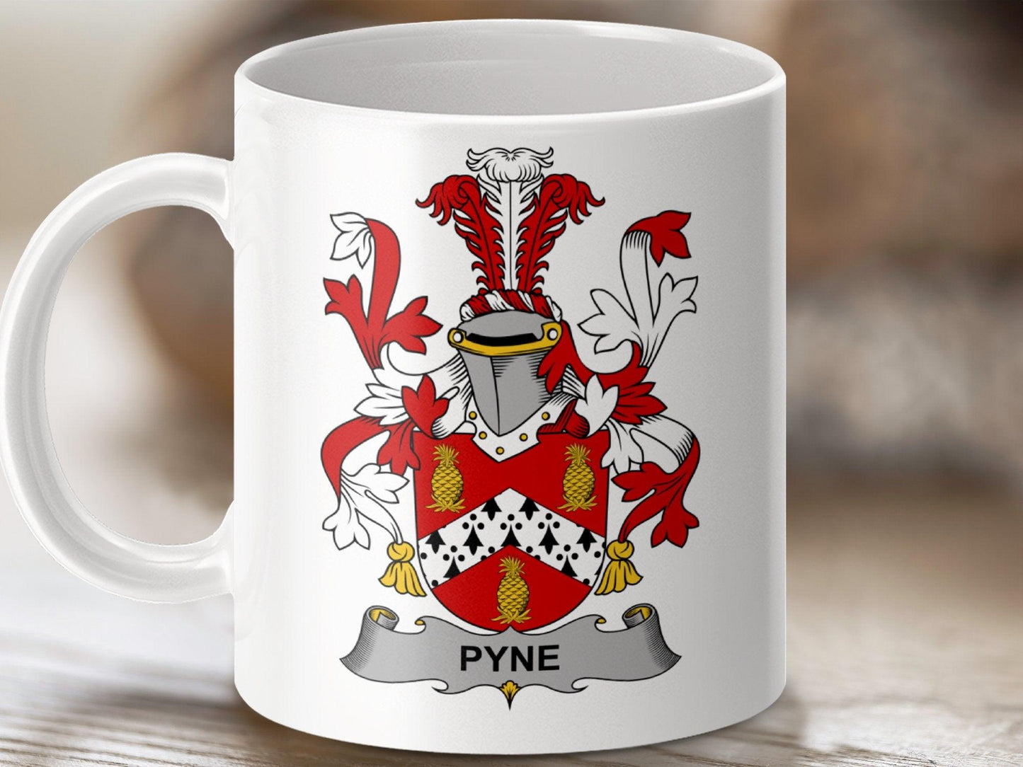Pyne Family Coat of Arms Historical Mug - Celtic Ancestry Gifts