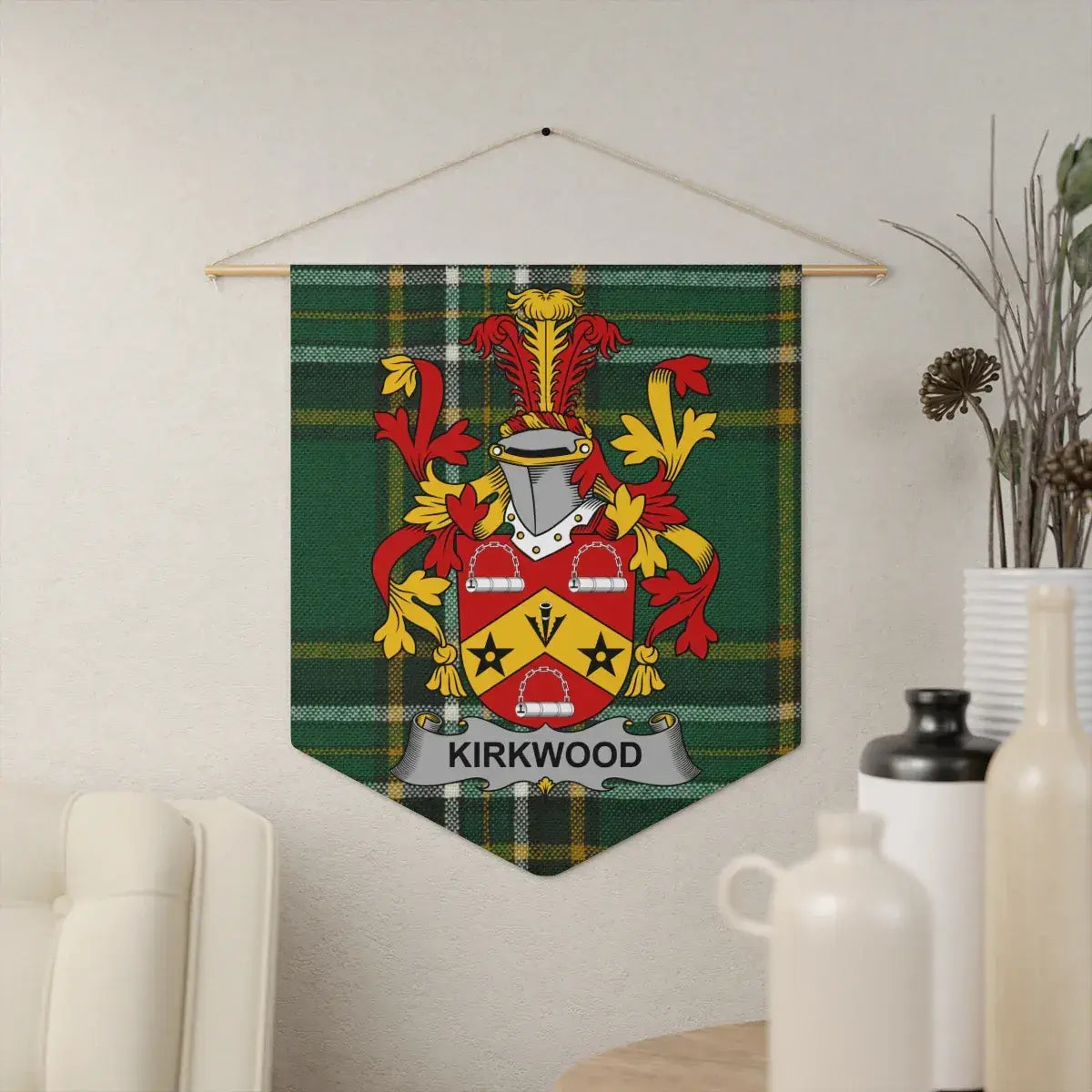 Kirkwood Coat of Arms Family Crest Wall Banner product type