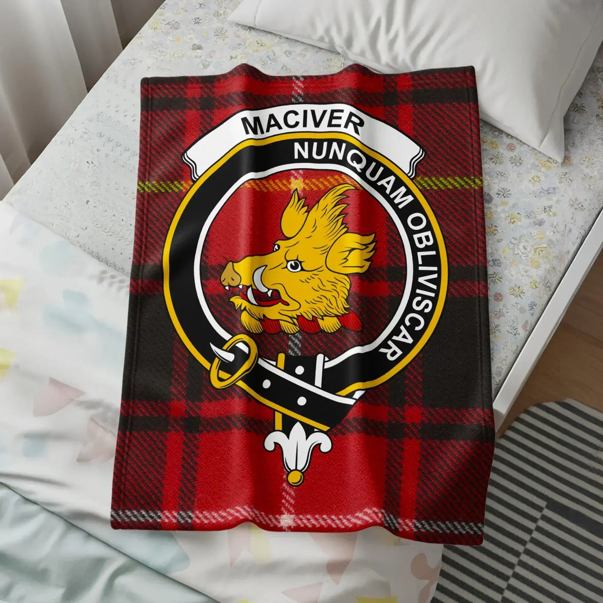 Maciver Nunquam Obliviscar Tartan Throw Blanket product type