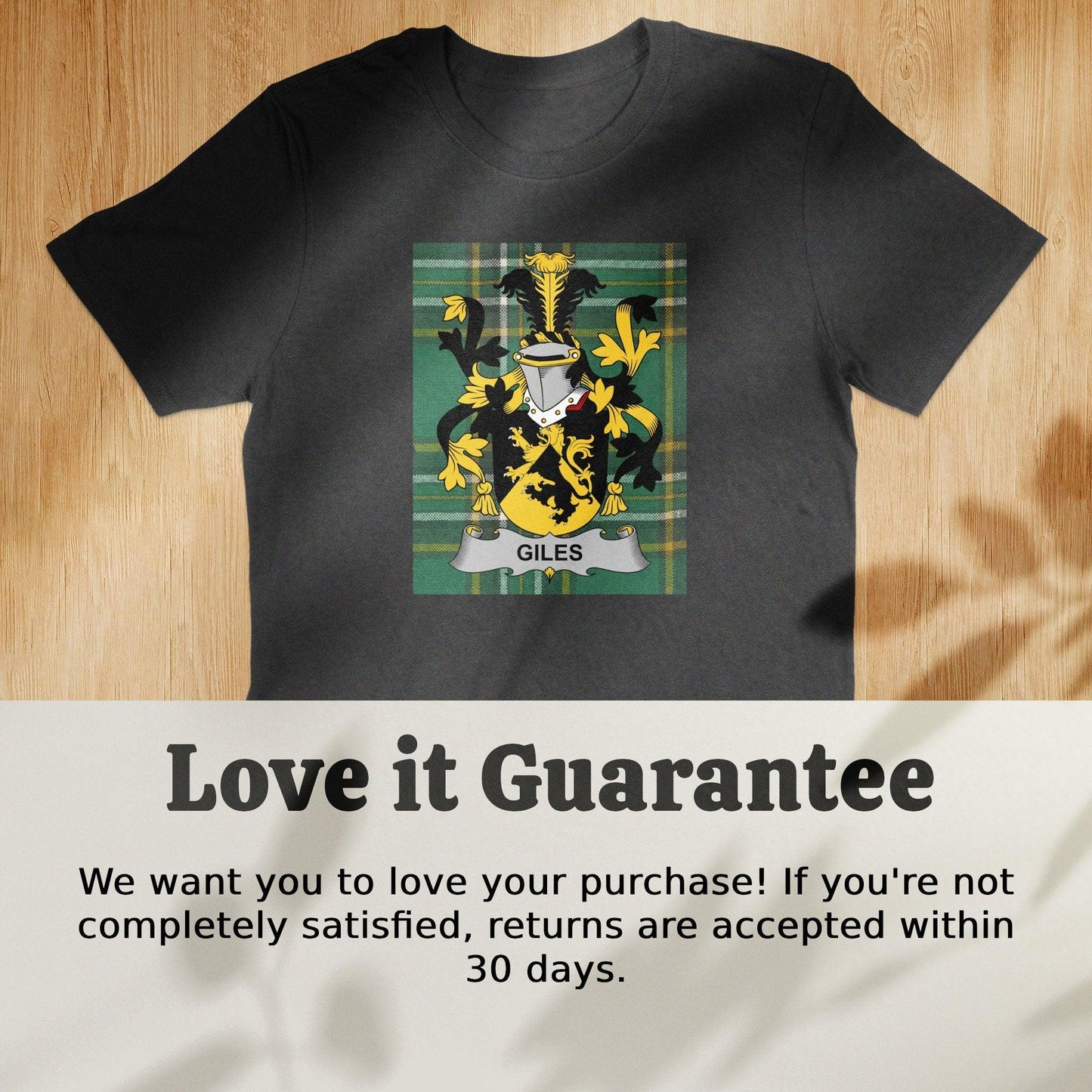 Giles Family Crest Irish National Tartan T-Shirt - Celtic Ancestry Gifts