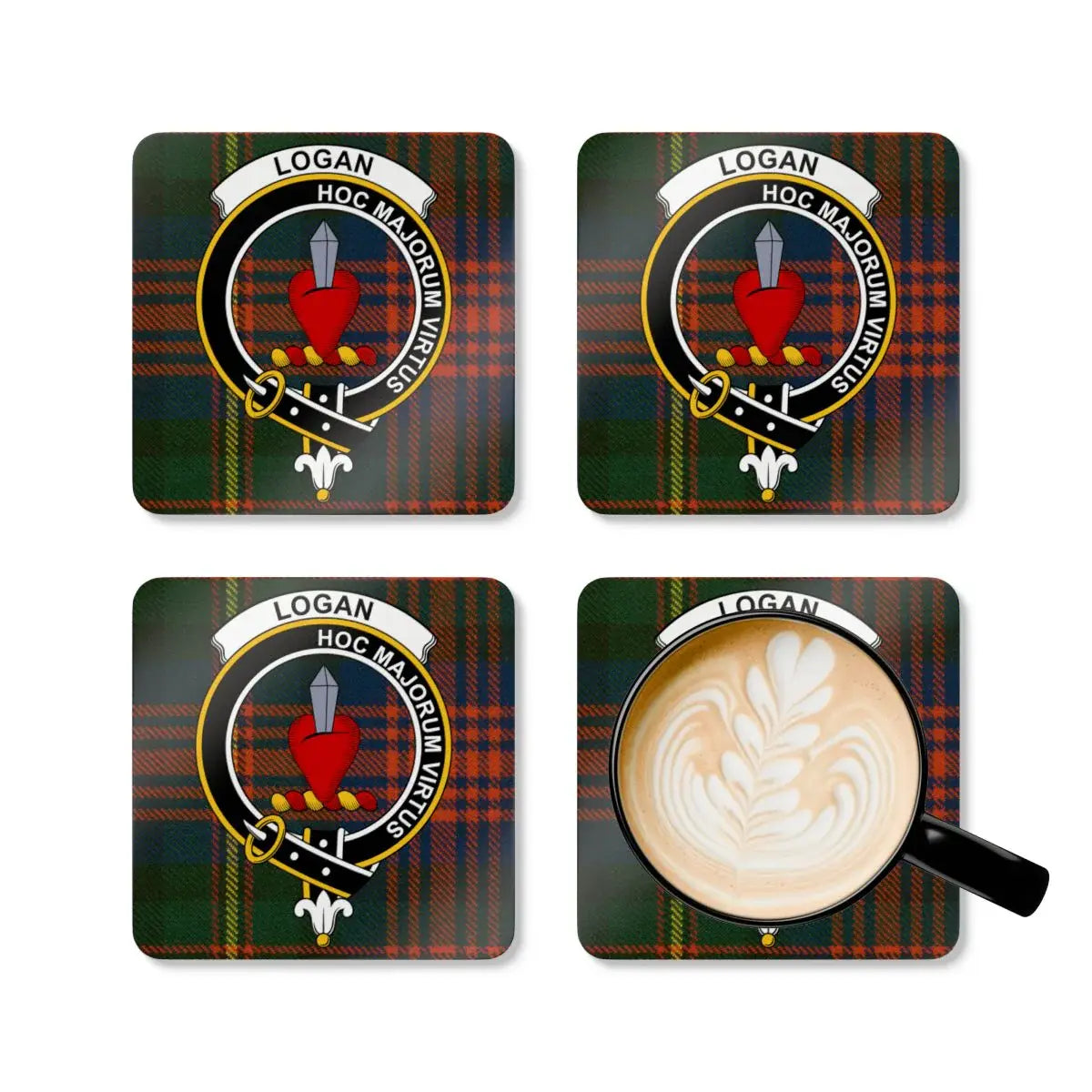 Logan Tartan Clan Crest Coasters Set Drinkware product type