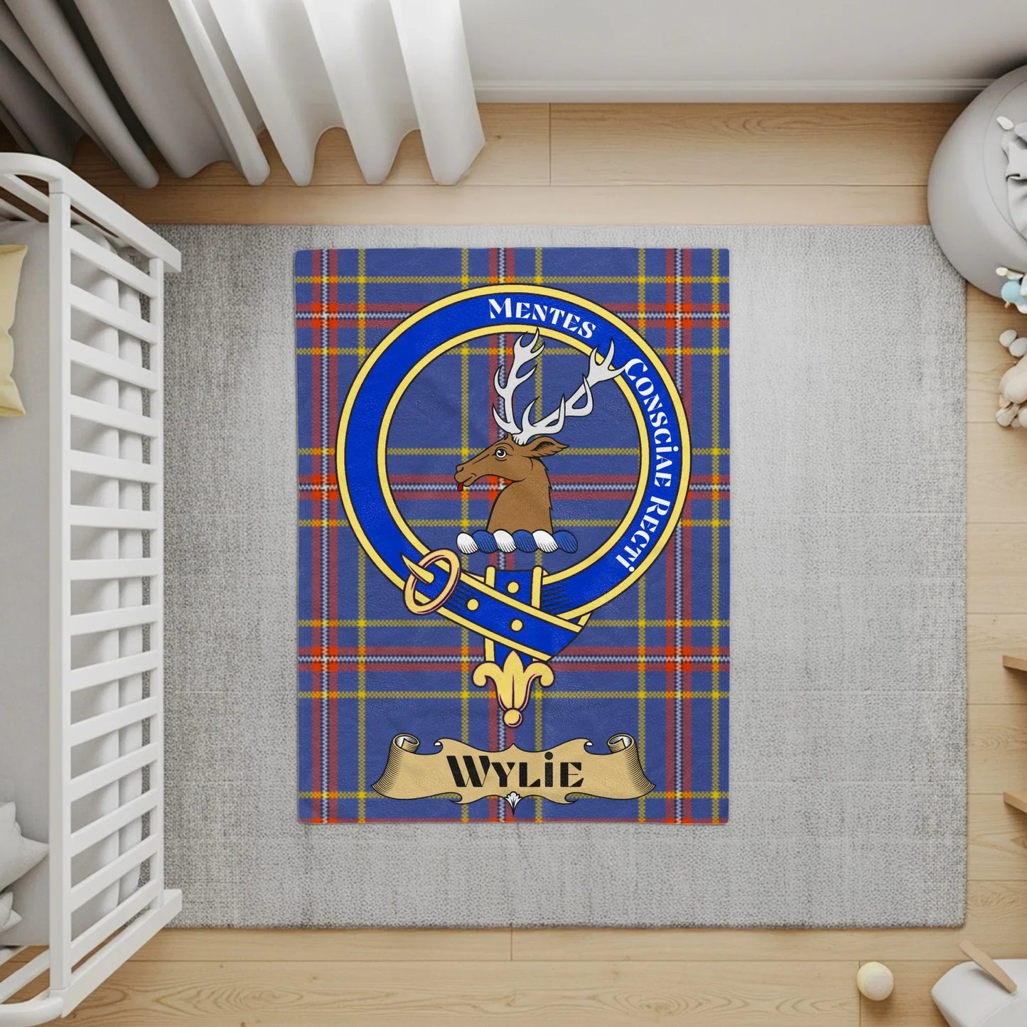 Blue Tartan Wylie Crest Rug for Home Décor Product Type