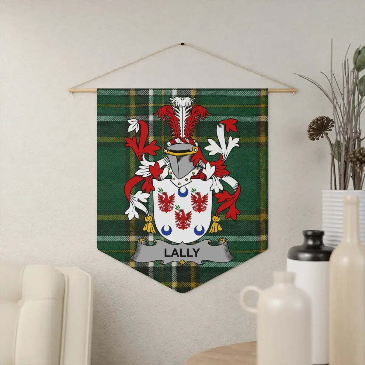Custom Scottish Tartan Lally Coat of Arms Wall Tapestry product
