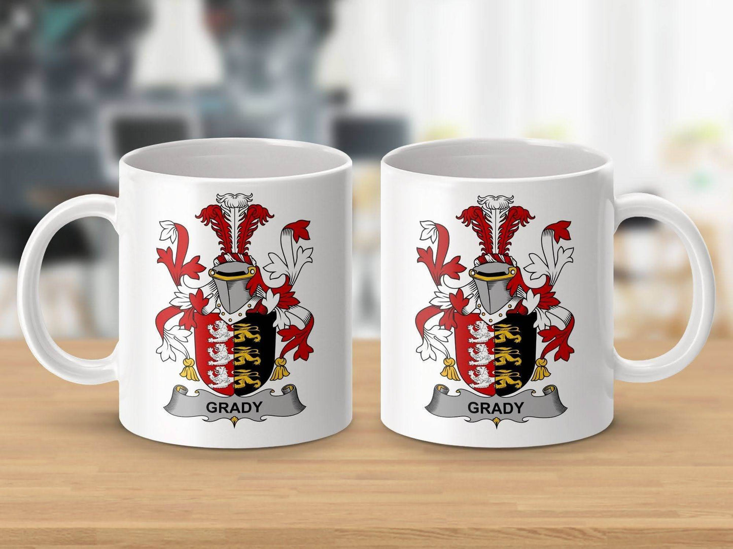 Grady Surname Irish Family Crest Design Mug - Celtic Ancestry Gifts