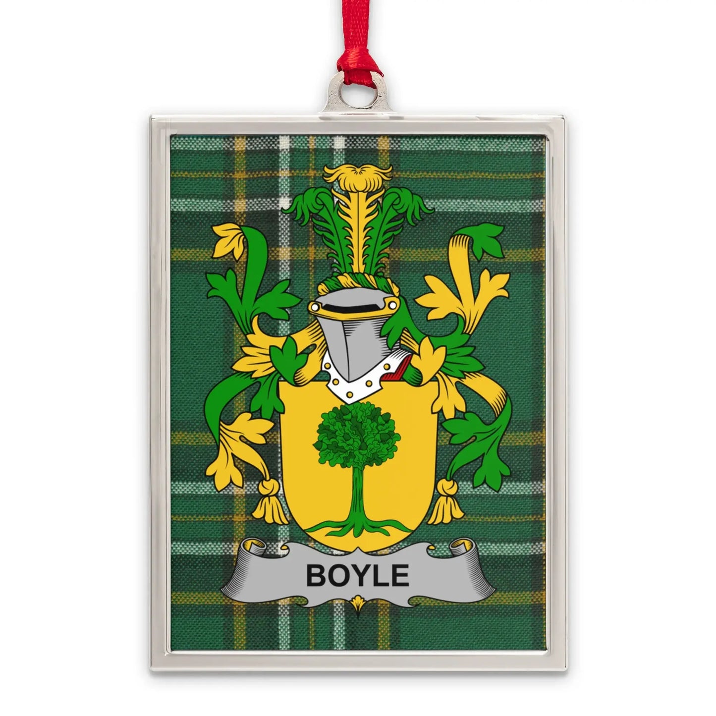 Boyle Family Crest Plaid Background Ornament product