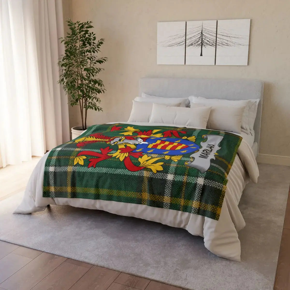 Cozy Plaid Blanket with Family Crest Design product