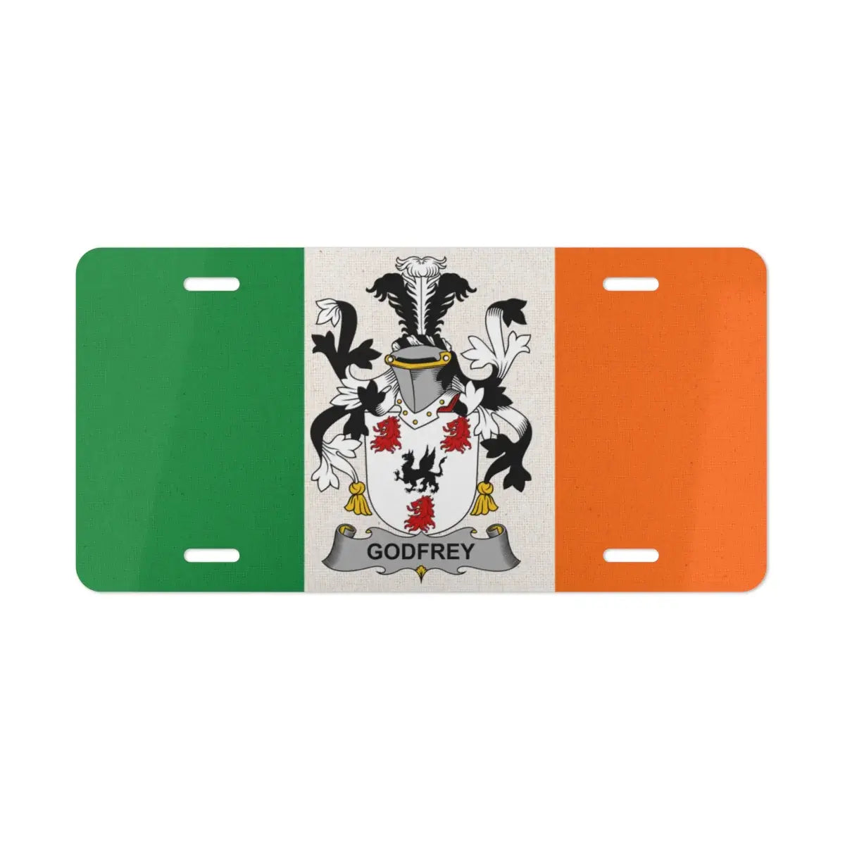 Personalized Family Crest Irish Flag License Plate product