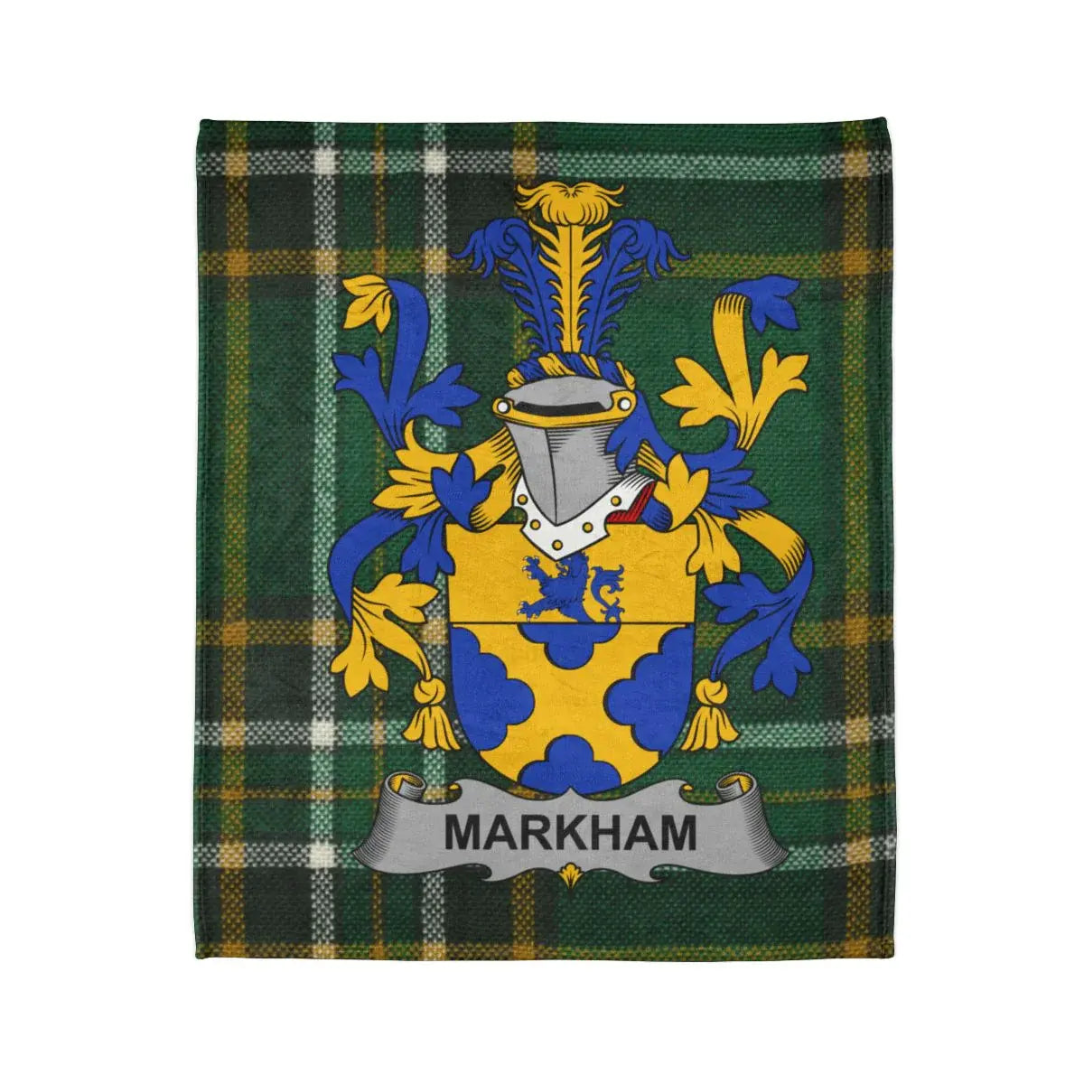 Markham Coat of Arms Family Crest Tartan Plaid Blanket product type