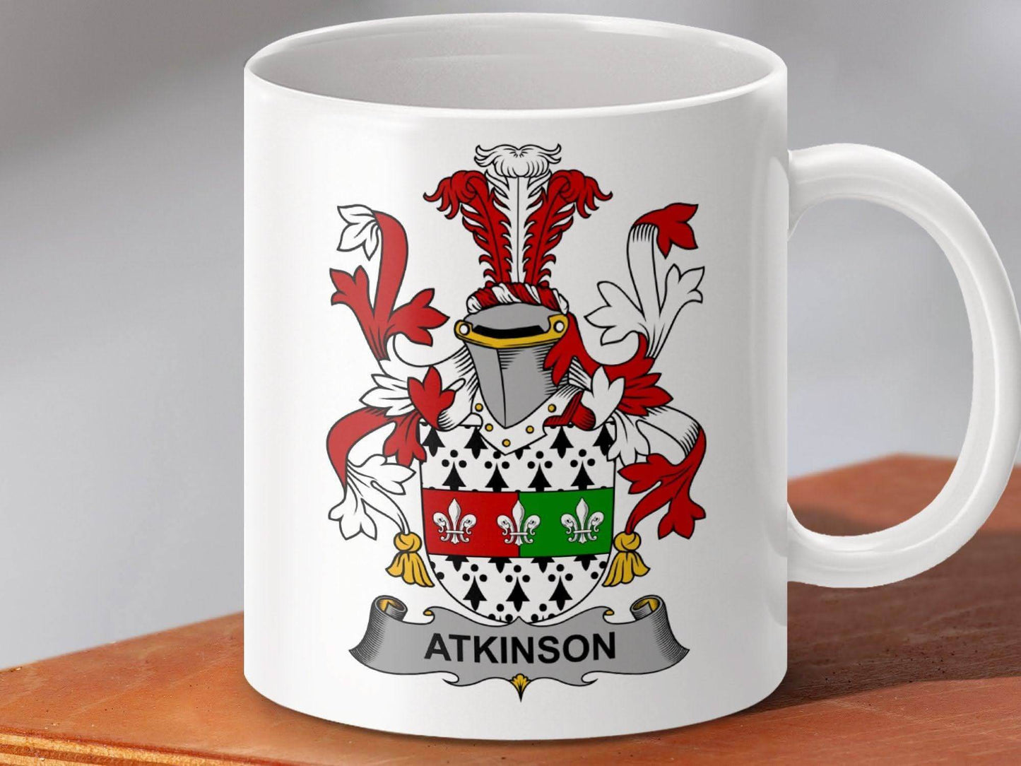 Atkinson Family Crest Irish Surname Heraldry Graphic mug - Celtic Ancestry Gifts