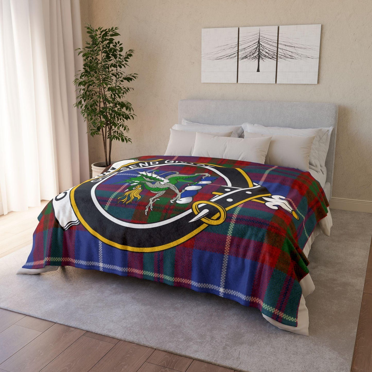 Crichton Clan Crest Scottish Tartan Blanket - Celtic Ancestry Gifts