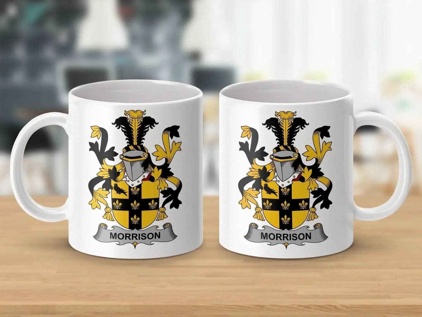 Morrison Family Crest Coat of Arms Emblem Mug - Celtic Ancestry Gifts