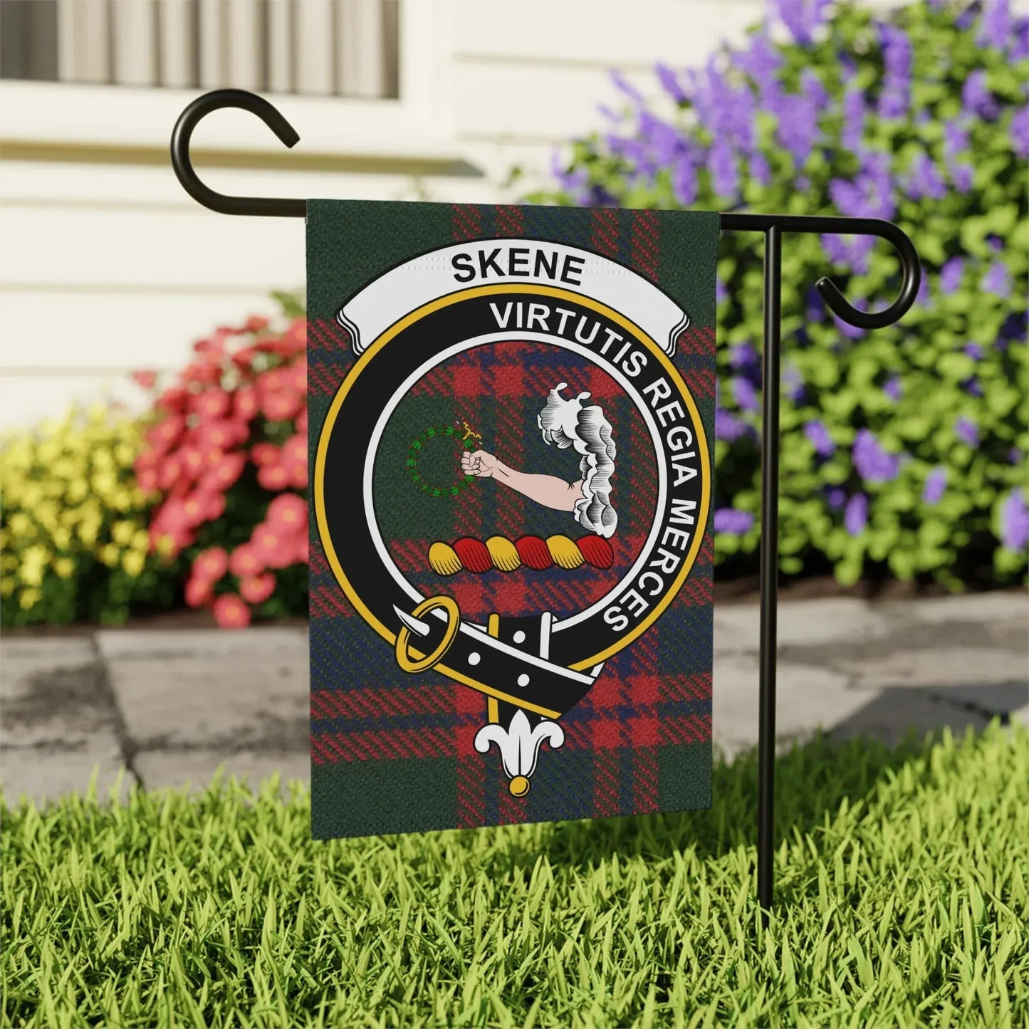 Skene Virtutis Regia Merces Plaid Garden Flag product type