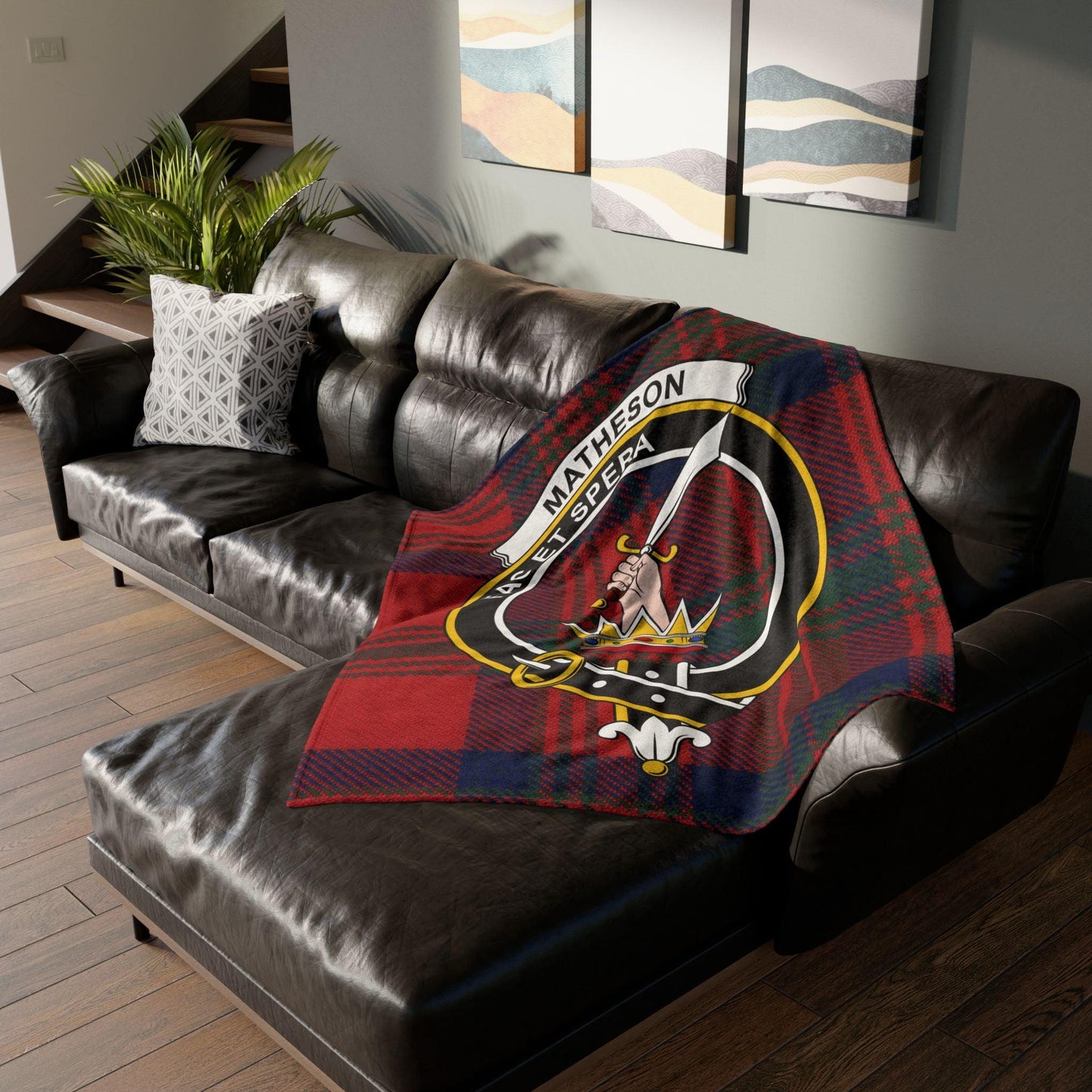 Matheson Clan Tartan Blanket – Scottish Crest Throw, Soft & Cozy