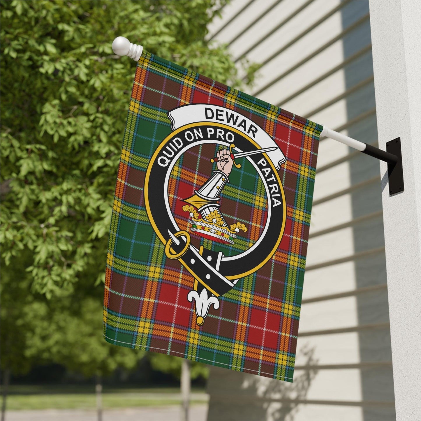 Dewar Clan Scottish Tartan Garden Flag - Celtic Ancestry Gifts