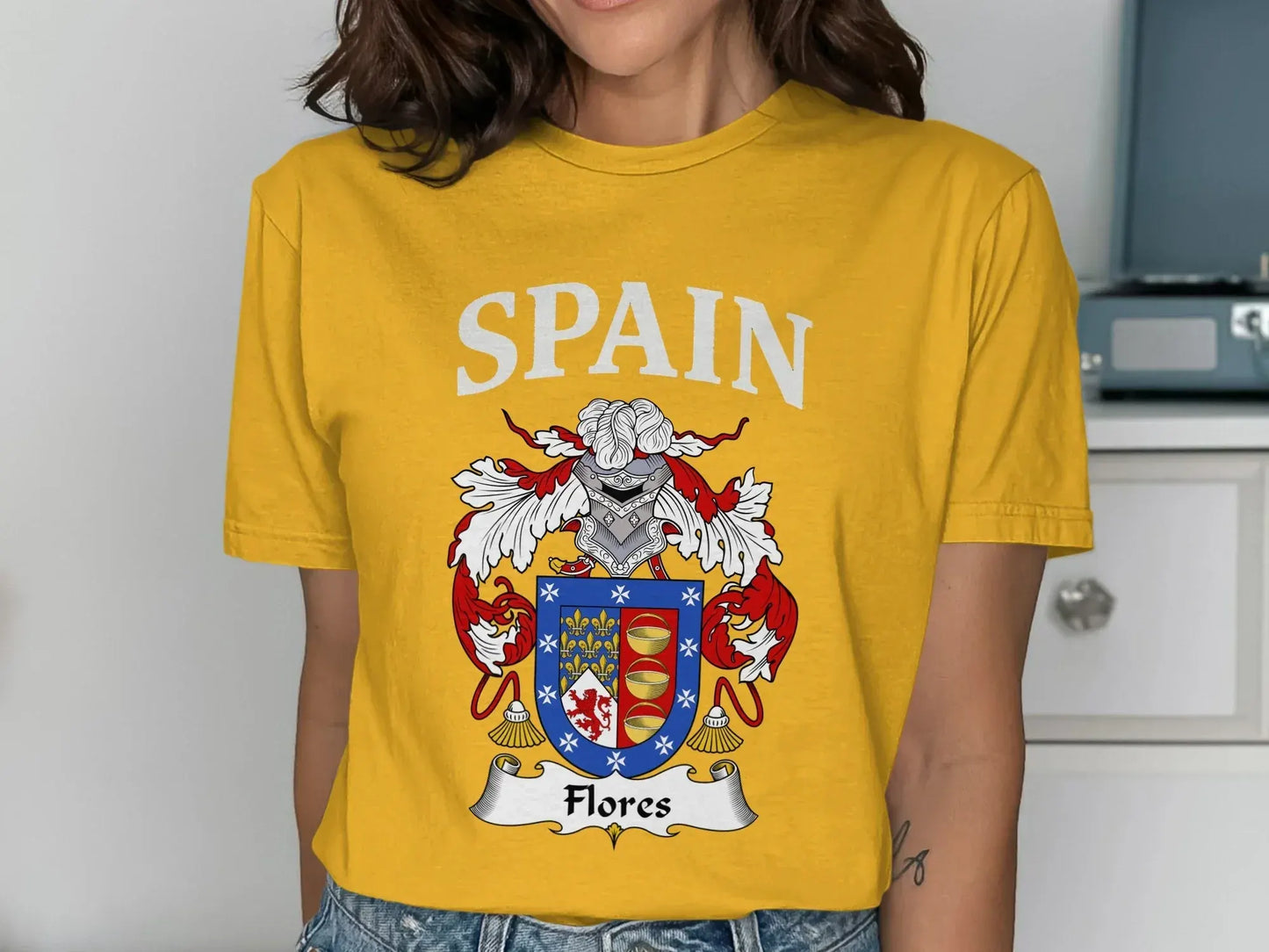 Spain Flores Family Crest Graphic T-Shirt product type