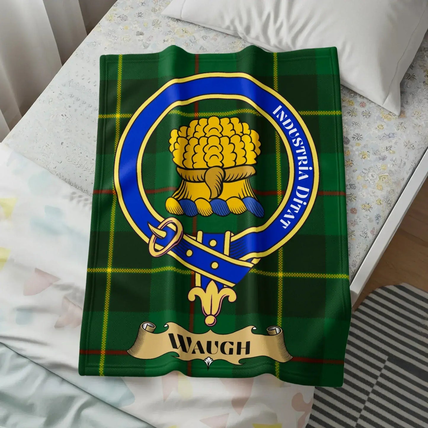 Waugh Industrial Devita Crest Green Tartan Blanket product