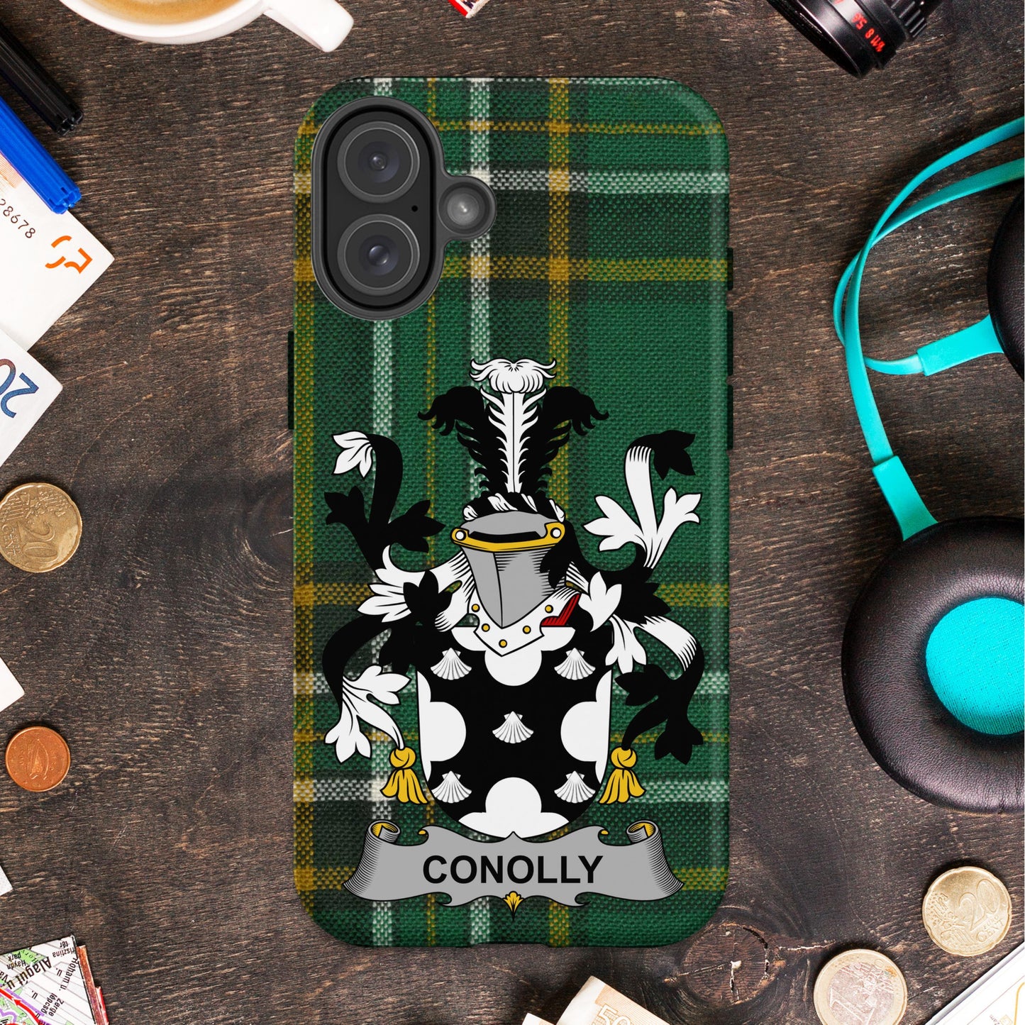 Green Tartan Conolly Family Crest Phone Case product type