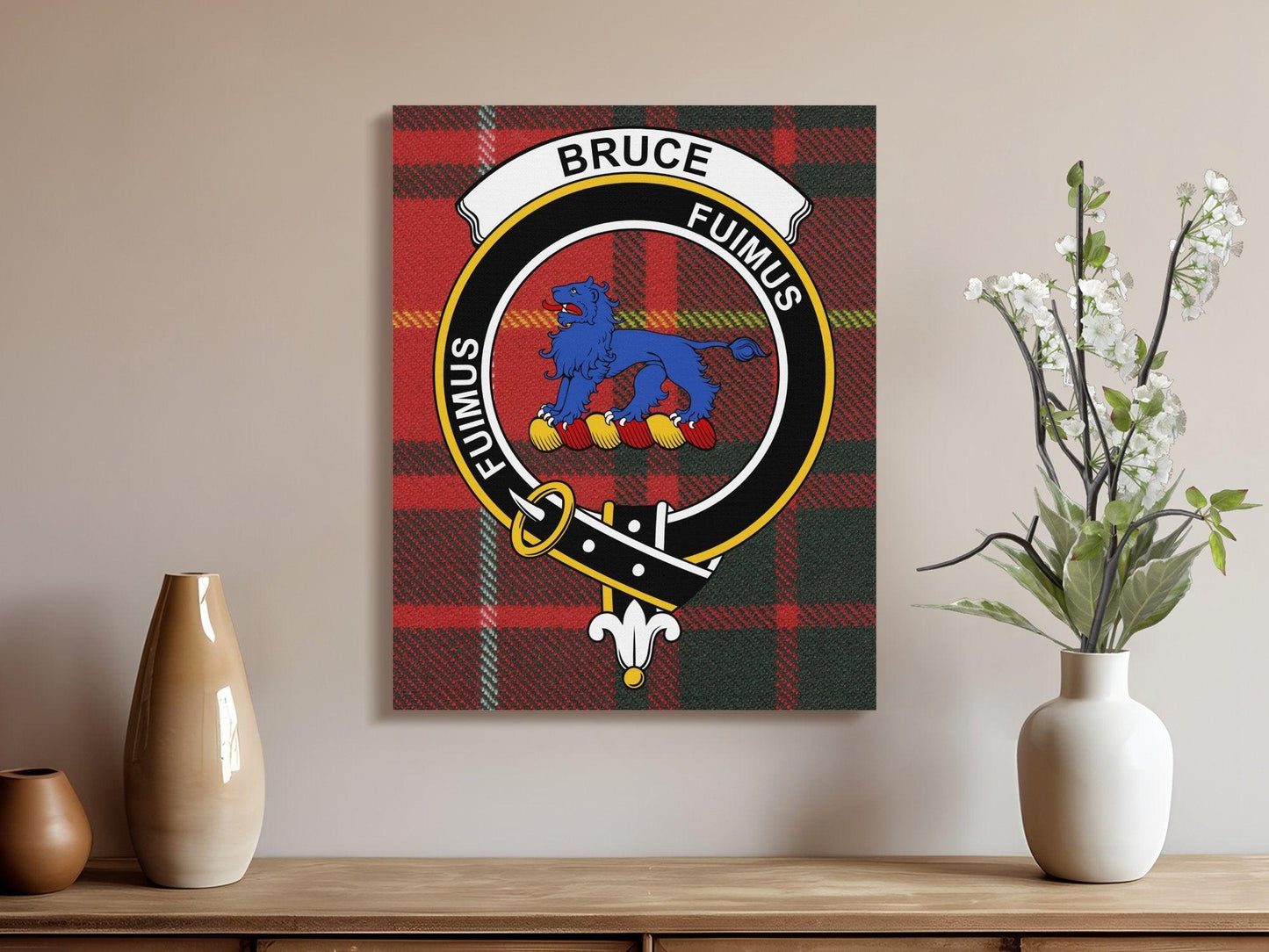 Bruce Family Crest Plaid Canvas Wall Art product