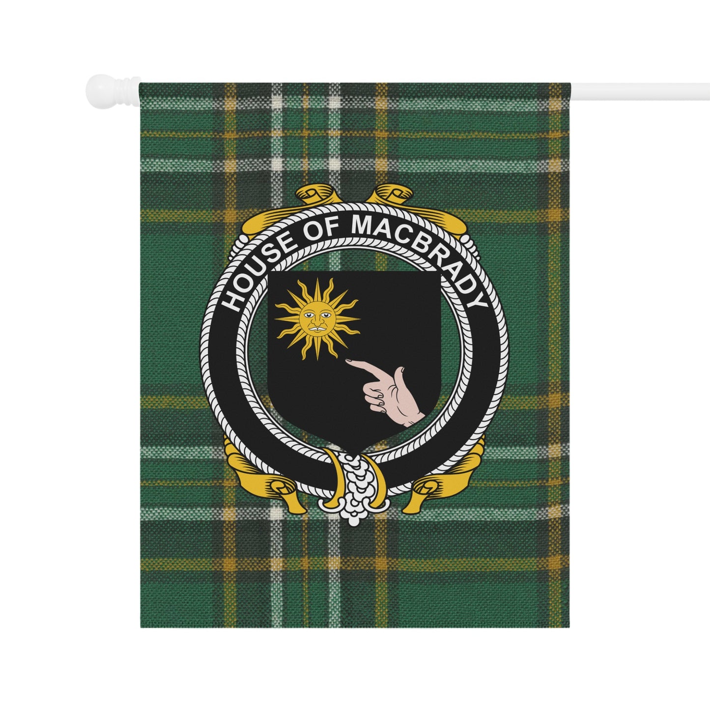 House of MacBrady Green and Yellow Plaid Flag