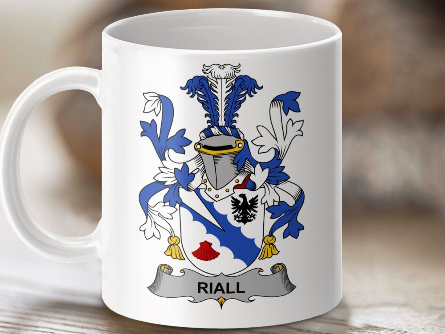 Riall Irish Family Crest Heraldic Emblem Mug - Celtic Ancestry Gifts