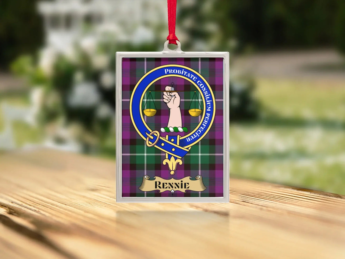 Rennie Family Plaid Crest Personalized Ornament product