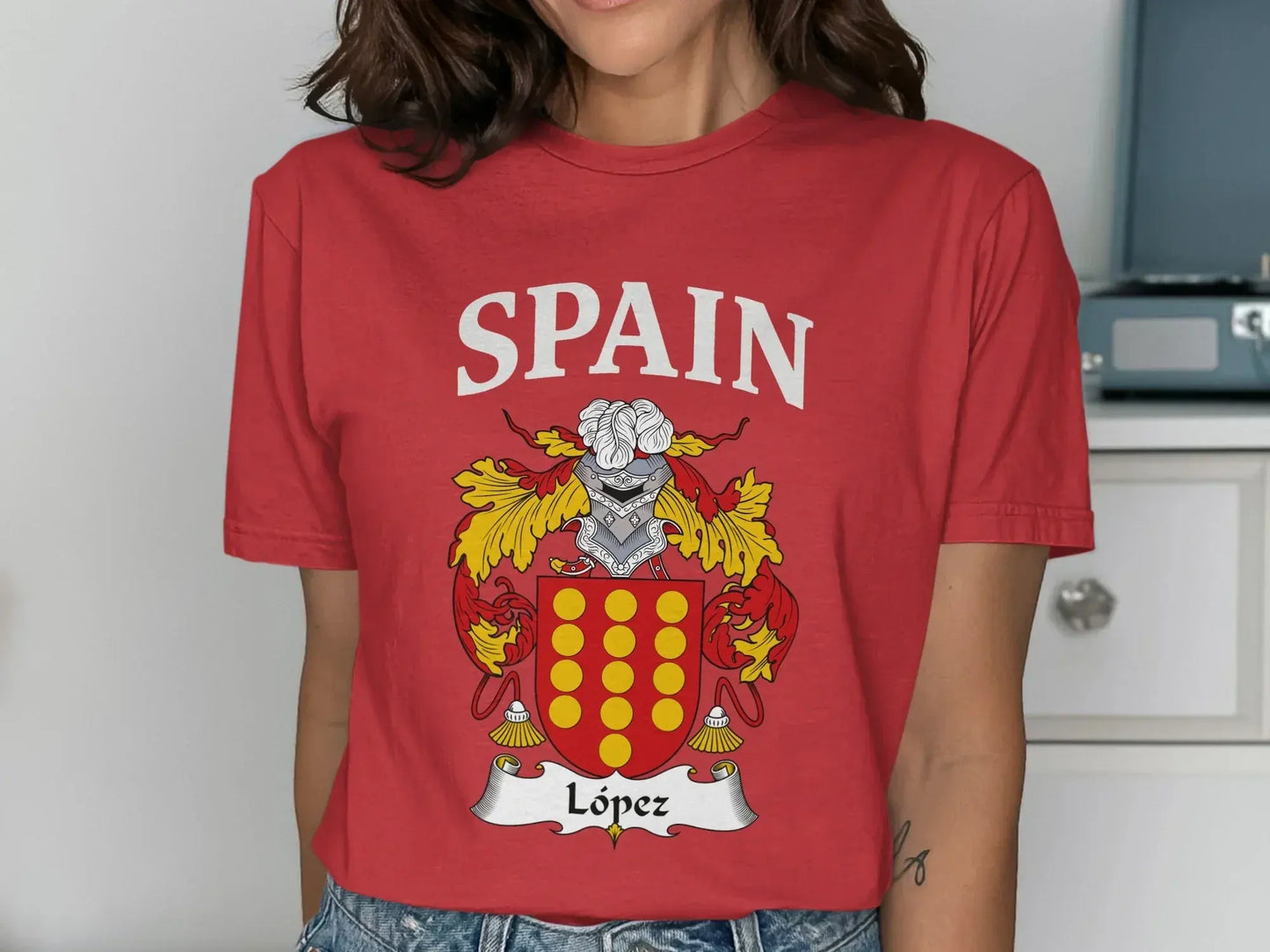 Spain Lopez Family Crest Shield Design T-shirt product