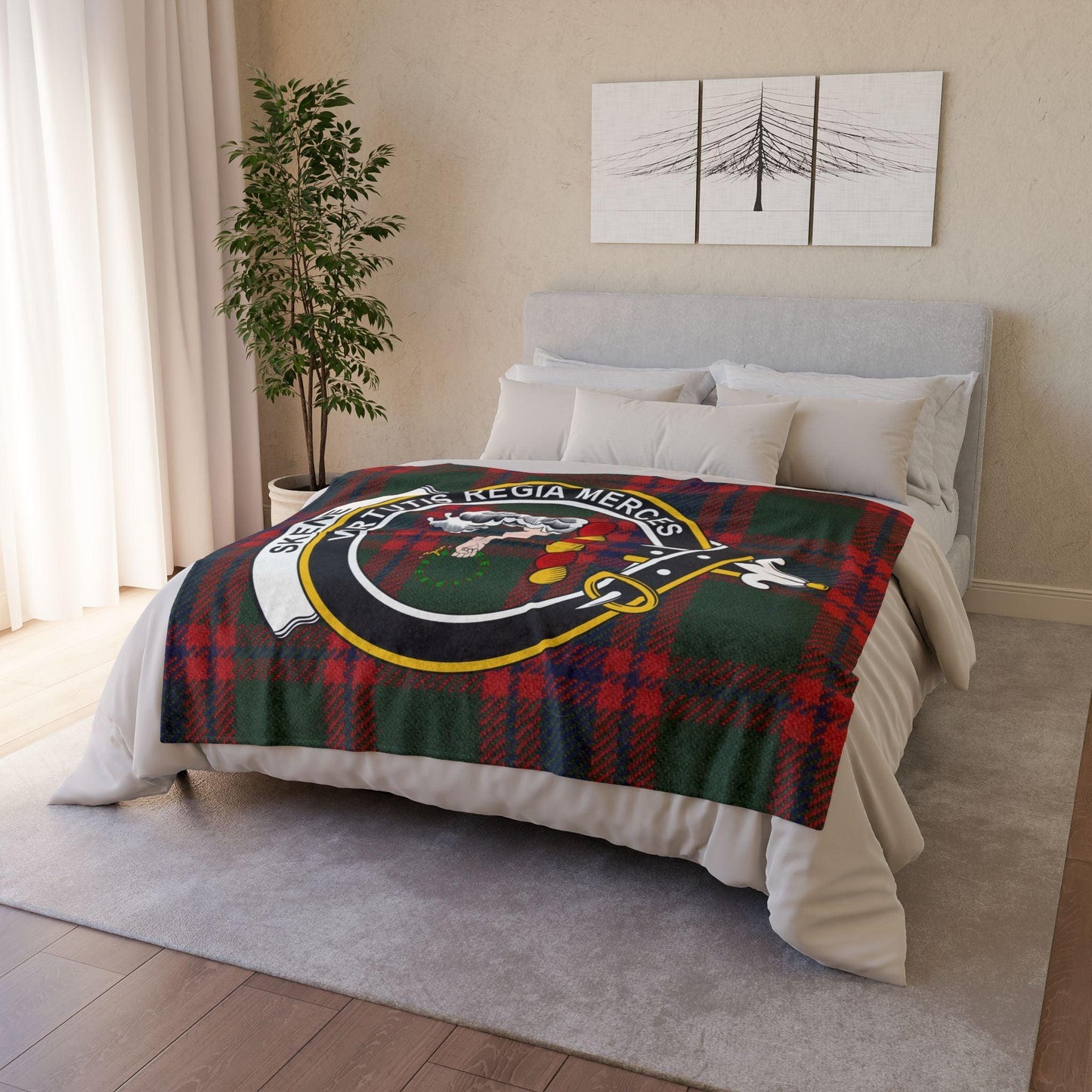 Skene Clan Tartan Blanket – Scottish Crest Throw