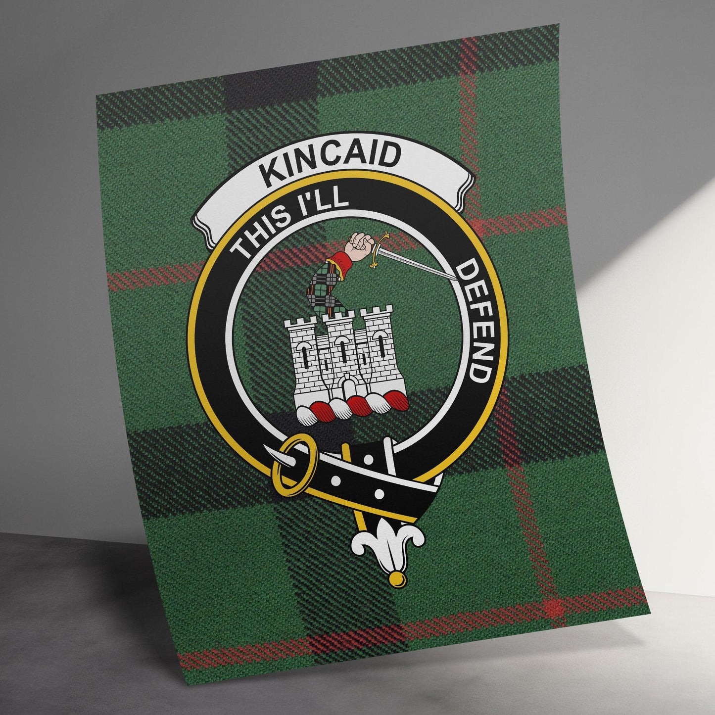 Kincaid Family Tartan Plaid Wall Art, Scottish Clan Castle Motto Poster, Home Decor Gift