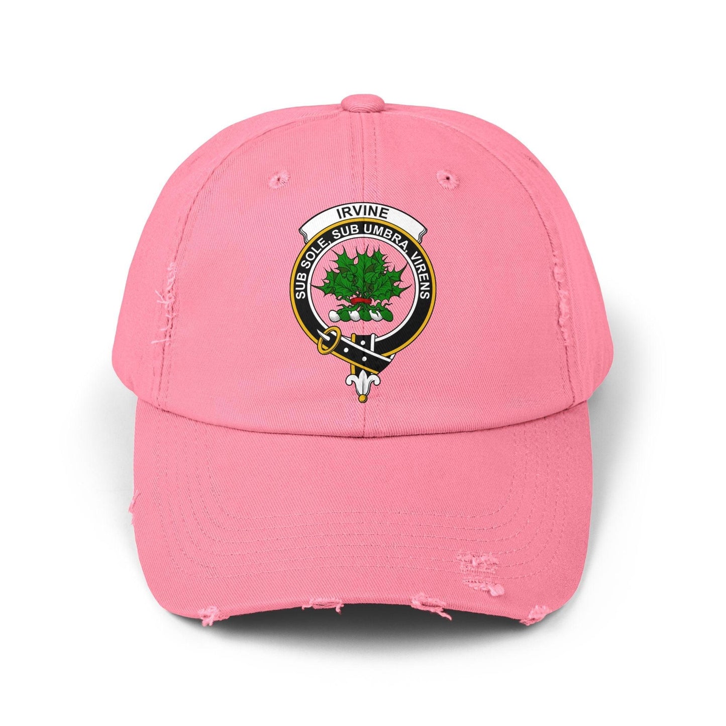 Irvine Clan Crest Embroidered Distressed Baseball Cap - Celtic Ancestry Gifts