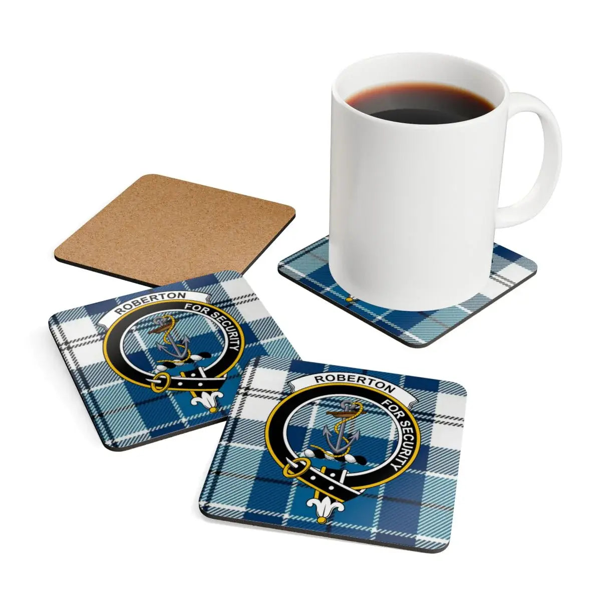 Navy Blue Tartan Drink Coasters Table Protection product