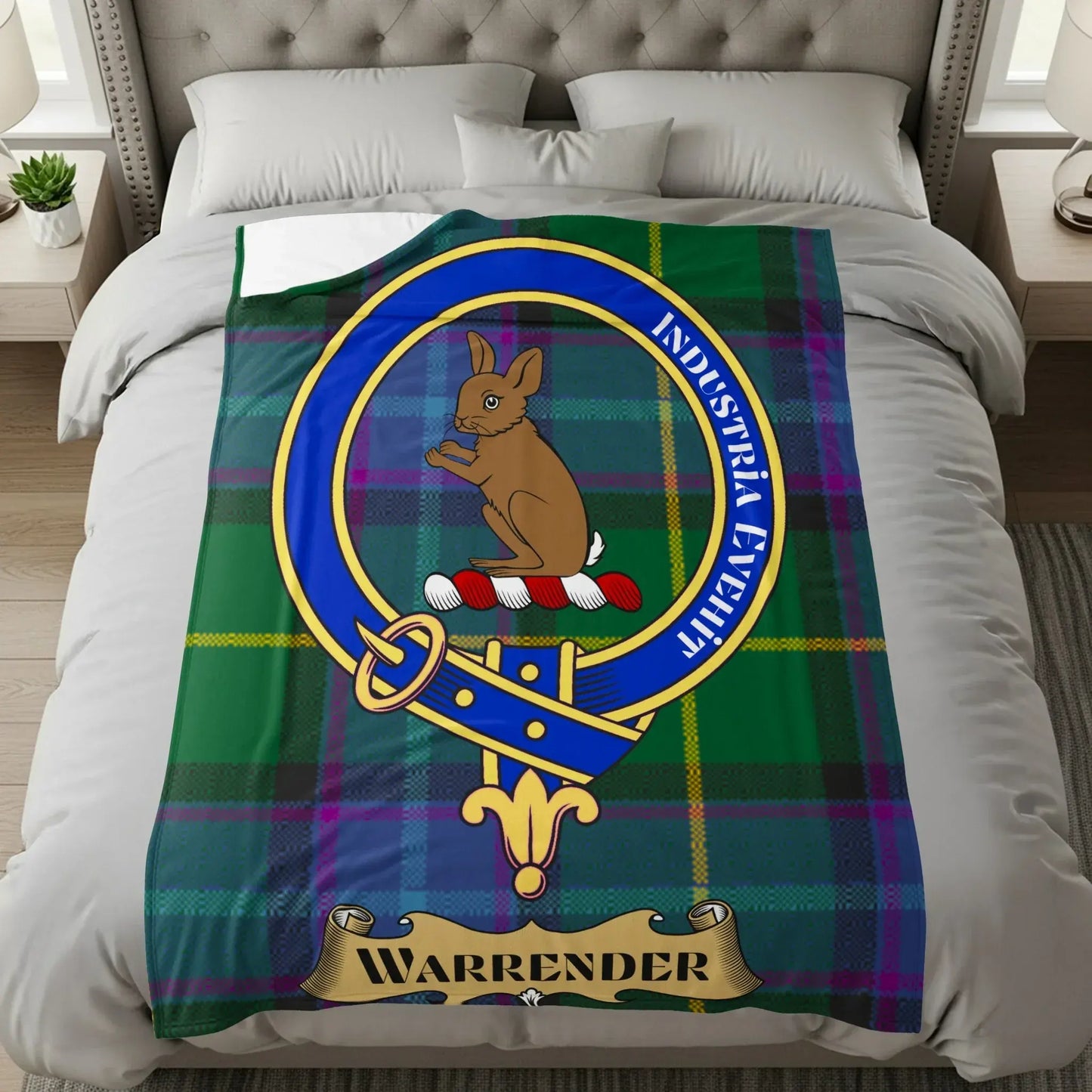 Clan Warrender Crest Badge Tartan Blanket product