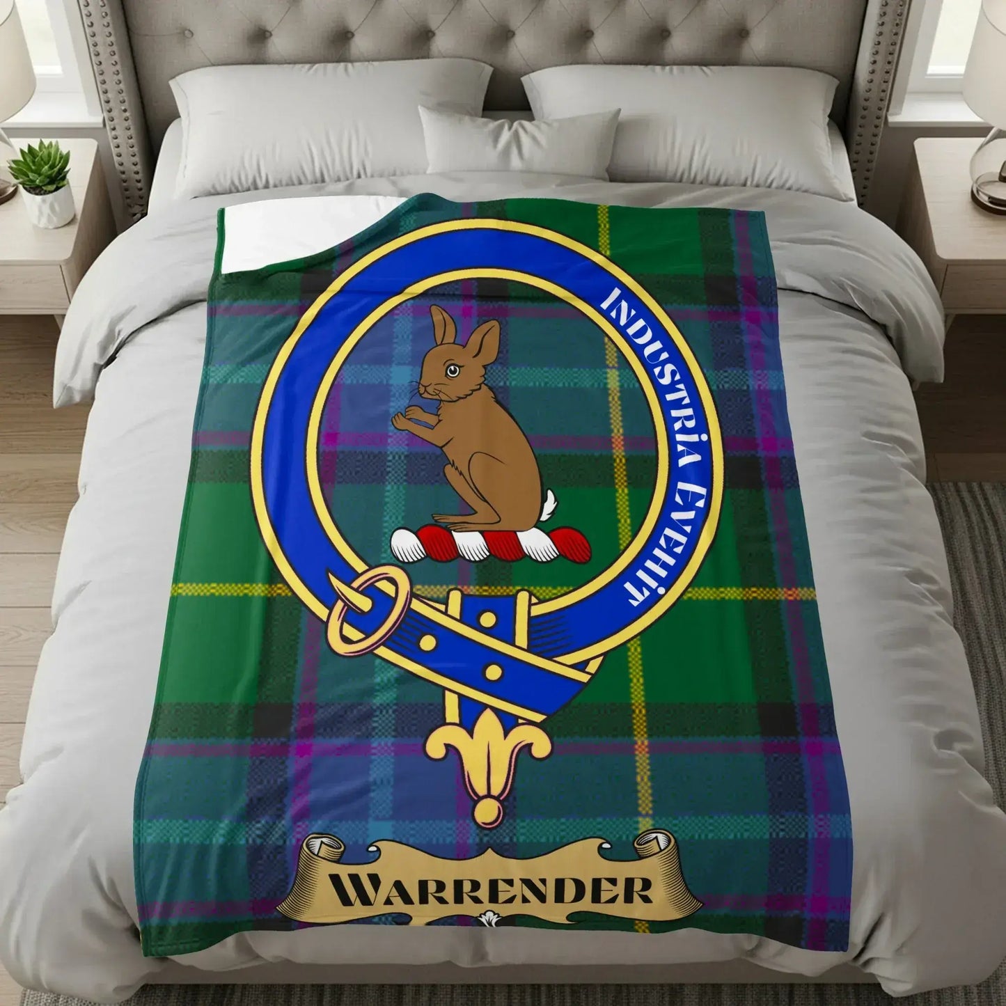 Clan Warrender Crest Badge Tartan Blanket product