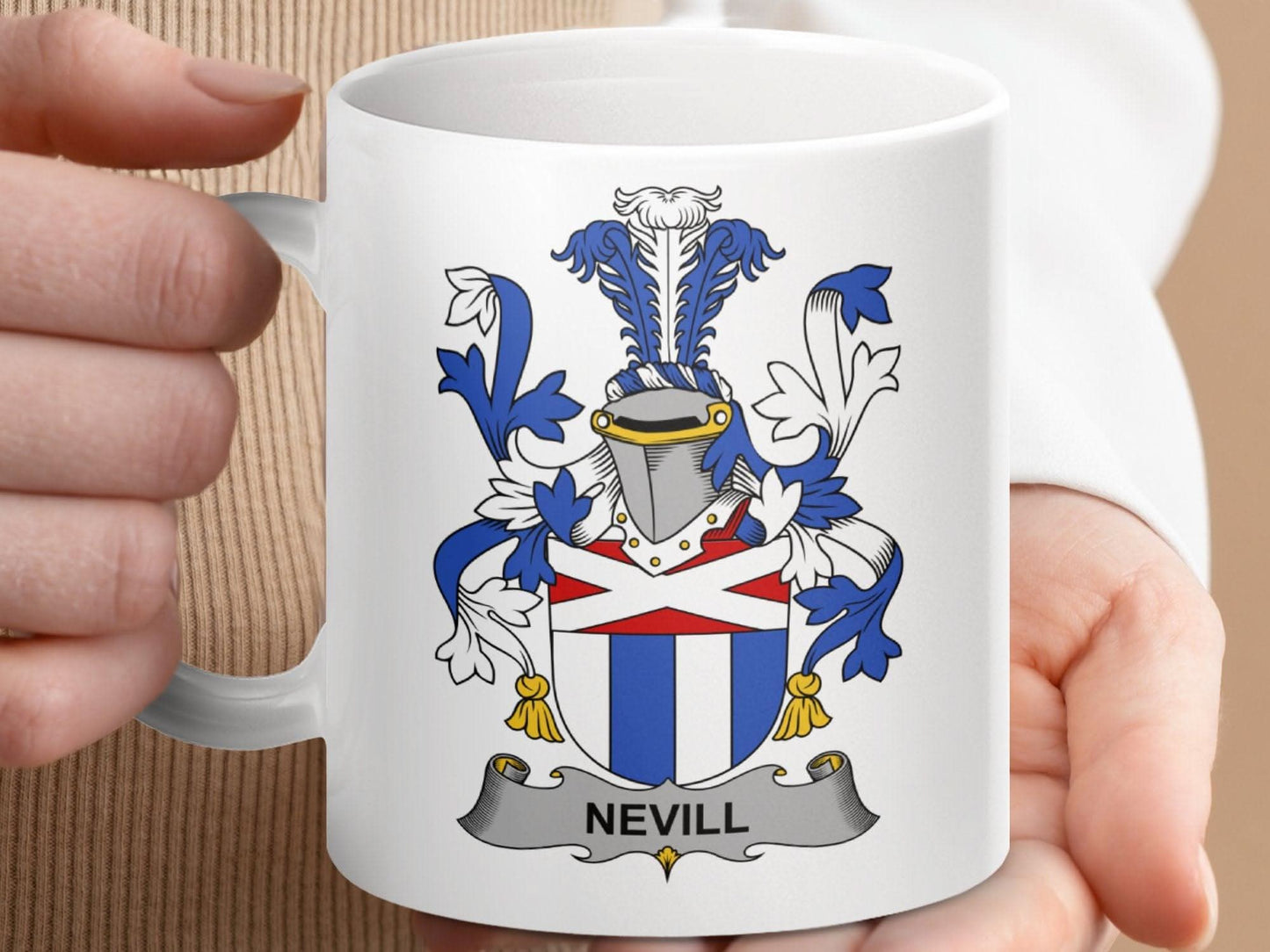 Nevill Family Crest Emblem Mug - Celtic Ancestry Gifts