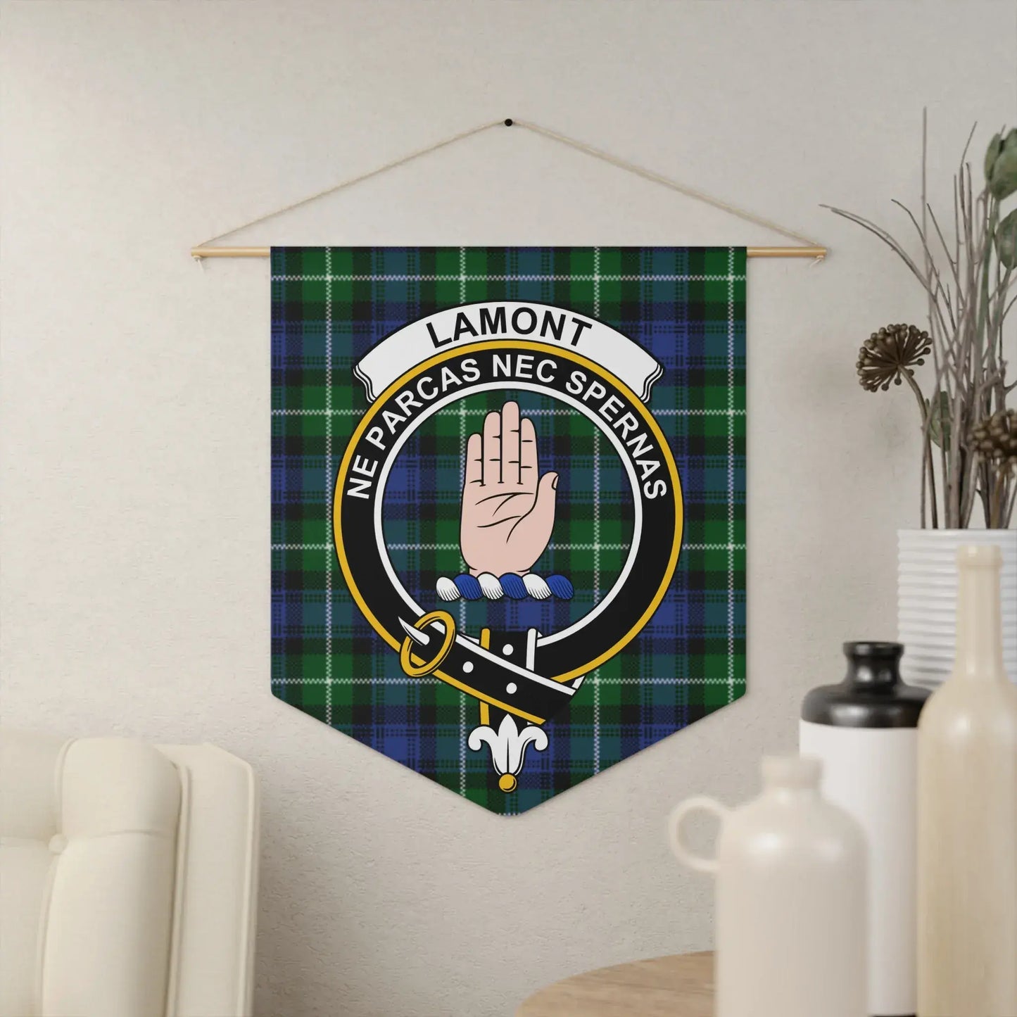Lamont Clan Crest Banner with Scottish Tartan product