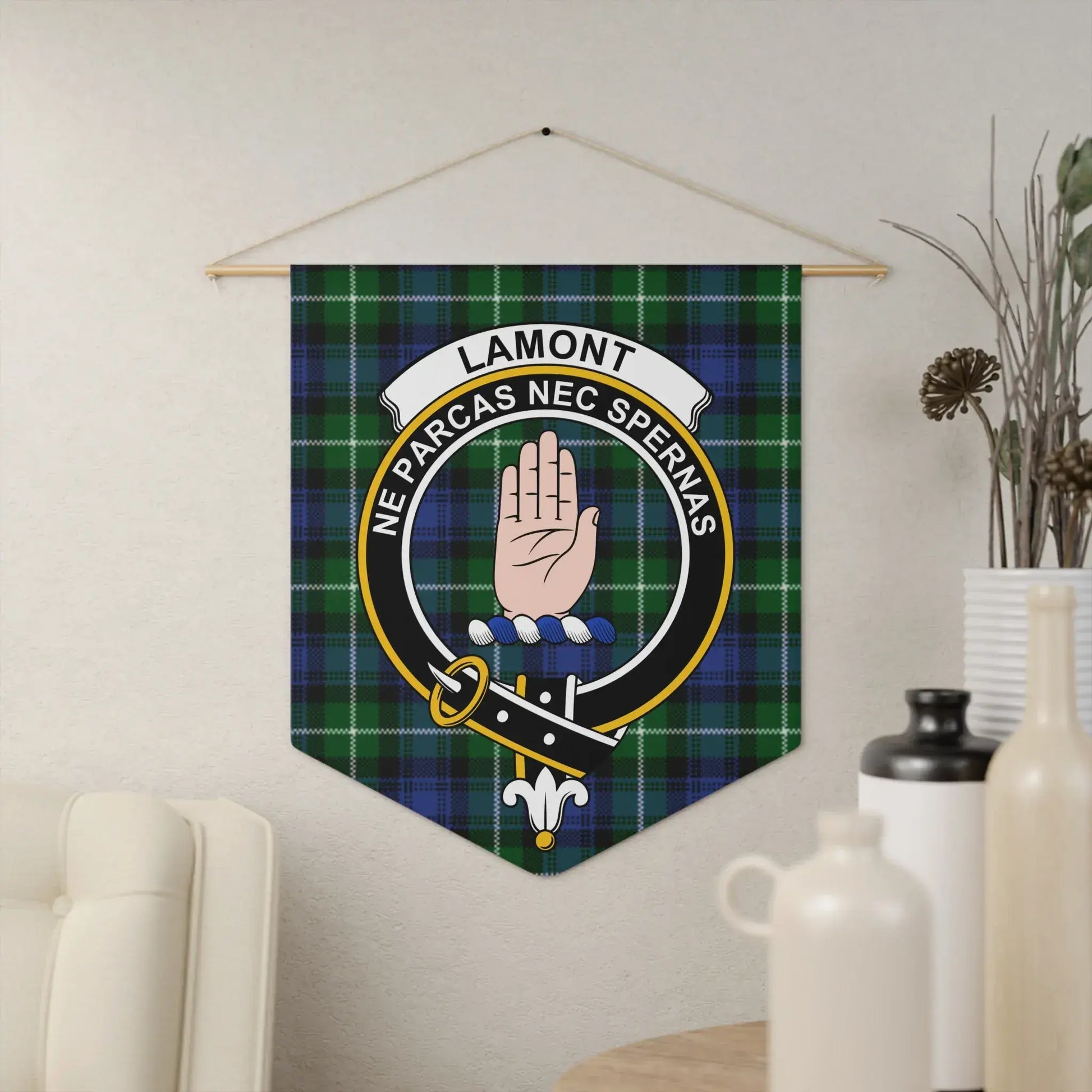 Lamont Clan Crest Banner with Scottish Tartan product