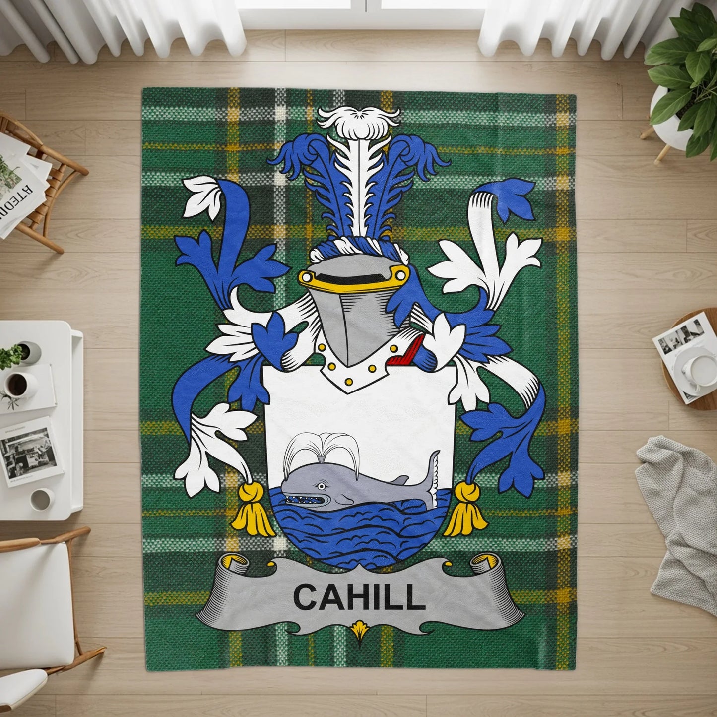 Personalized Cahill Family Crest Green Tartan product type